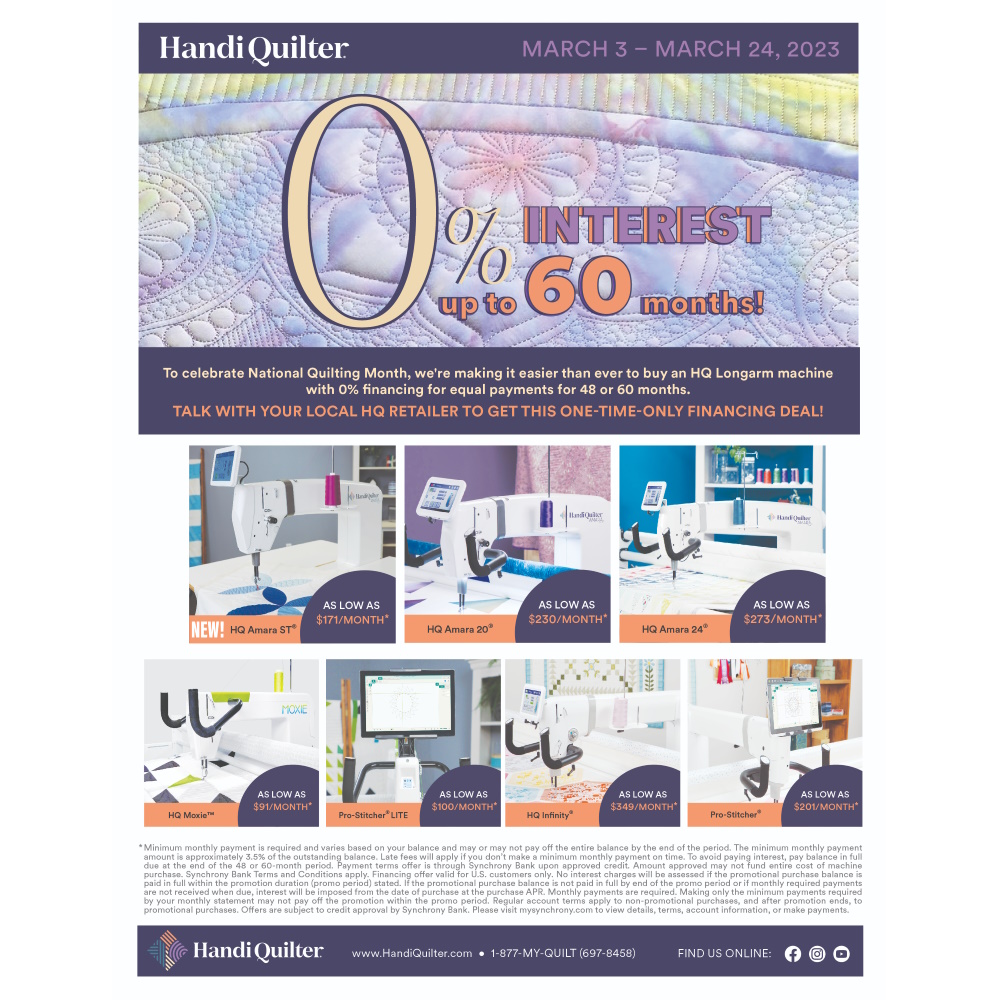 Handi Quilter Quilting Frame and Machine Specials