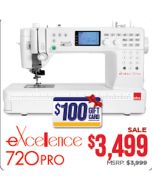 Elna Excellence 720 Pro Quilting Sewing Machine with Bonus Kit (Same as Janome 6700P)