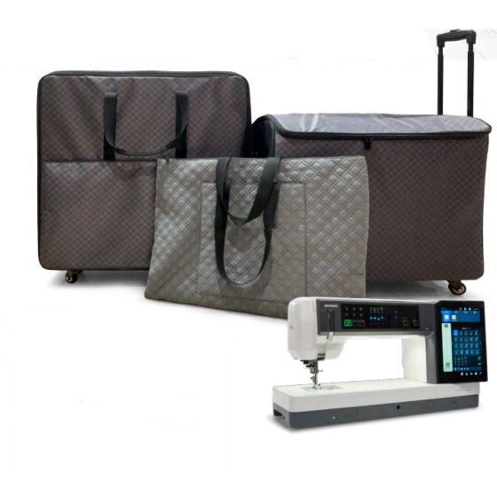 Janome Continental M17 Trolley, Hoop Bag, and Embroidery Bag Storage System