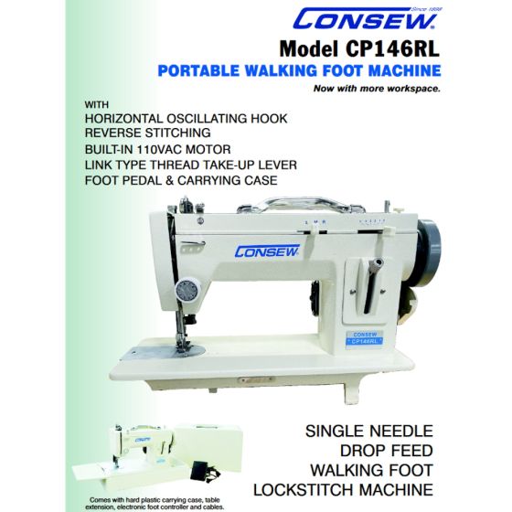 Consew CP146RL Portable Walking Foot Straight Stitch and Zig Zag