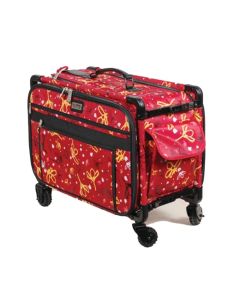 Tutto 22 Inch Sewing and Embroidery Trolley on Wheels Red with Daisies 