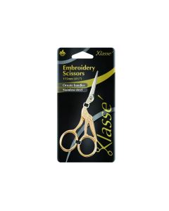 Klasse Ornate 4-1/2in Gold Handle Stork Embroidery Scissors