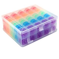 Hemline Double Sided Bobbin Box with 50 Colored Bobbins 