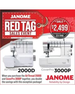 Janome Red Tag Sales Event Air Thread 2000D and CoverPro 3000P Serger Combo Offer