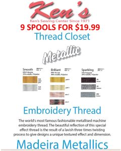 Madeira 9 Spool Metallic Embroidery Thread Set
