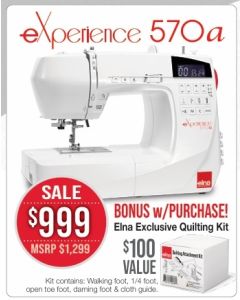 Elna eXperience 570A Computerized Sewing Machine with Bonus Kit