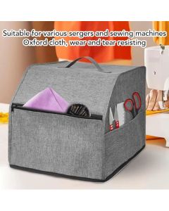 Serger Cover with Storage Pockets for Most Standard Overlock Machines Gray