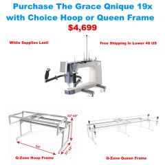 Grace Qnique 19x Longarm Quilting Machine with Bonus Frame