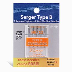 Klasse Serger Needle Type B: DCx1, 81x1  Size 80/12