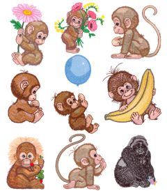 DIME Inspiration Collection Embroidery Designs #56 Morehead Monkey Business