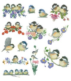 DIME Inspiration Collection Embroidery Designs #76 Valerie Pheiffer Chickadees