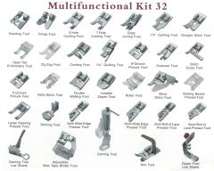 Multifunctional 32 Piece Sewing Machine Foot Kit for Many Brands