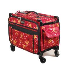 Tutto 24 Inch Sewing and Embroidery Trolley on Wheels Red with Daisies 