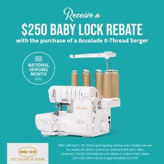 Babylock Accolade 8 Thread Serger Coverstitch Combo Machine with $349.90 Bonus Kit