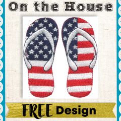 DIME On the House Free Embroidery Design American Flag Flip Flops to use with Exquisite Embroidery Thread