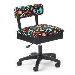Arrow Hydraulic Sewing Chair in Riley Black Notions Fabric H7013B (Shipping September 15th)