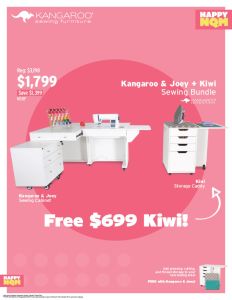 Kangaroo and Joey II Three Drawer Sewing Cabinet in White with Free $699 Kiwi Cabinet