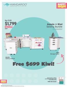 Kangaroo Aussie II Sewing Cabinet in White with Free $699 Kiwi Cabinet 