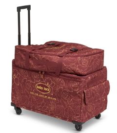 Baby Lock Extra Large Machine Trolley Set Limited Edition Maroon Trolley With Gold Rose Pattern