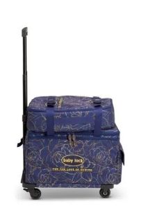 Baby Lock Large Machine Trolley Set Limited Edition Blue Trolley With Gold Rose Pattern