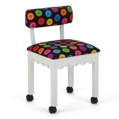 Arrow Sewing Chair with Riley Blake Button Fabric in White (8011)