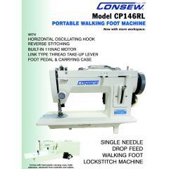 Consew CP146RL Portable Walking Foot Straight Stitch and Zig Zag Leather Sewing Machine