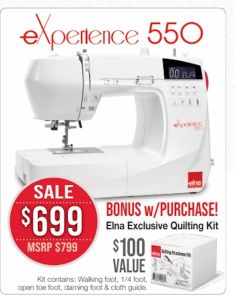 Elna eXperiance 550 Computerized Sewing Machine with Bonus Kit