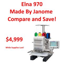 Elna Expressive 970 Multi Needle Embroidery Machine (Compare to Janome MB7)