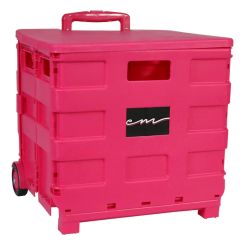 Everything Mary Collapsible Plastic Rolling Craft Cart in Pink