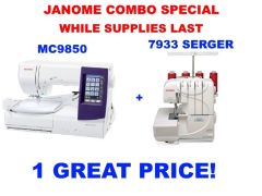 Janome Memory Craft 9850 Sewing and Embroidery Machine with 7933 Serger Combo