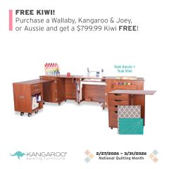 Kangaroo Aussie II Sewing Cabinet in Teak - K8605 With Free Kiwi Storage Cabinet