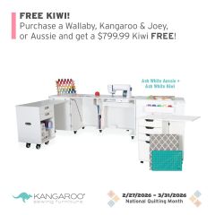 Kangaroo Aussie II Sewing Cabinet in White with Bonus Offer