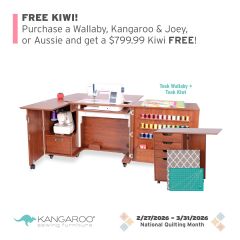 Kangaroo Wallaby II Sewing Cabinet In Teak With Free Kiwi Storage Cabinet