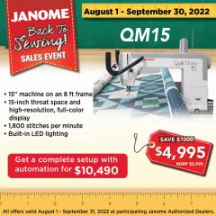 Janome Quilt Maker Pro 15 Longarm Quilting Machine and 8 Foot Metal Frame
