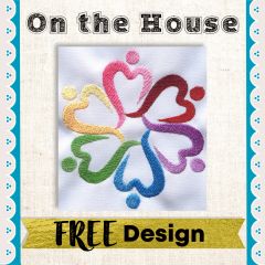 DIME On the House Free Design Rainbow Hearts to use with Exquisite Embroidery Thread