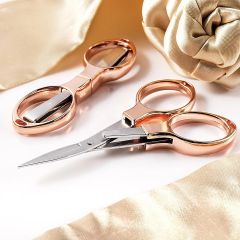 Hemline Rose Gold Folding Scissors 3.9 Inches