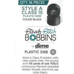 Steady Stitch Black Plastic Sides Prewound Bobbins Size A 36 Ct