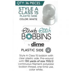 Steady Stitch White Plastic Sides Prewound Bobbins Size A 36 Ct
