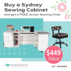 Kangaroo Sydney Sewing Machine Cabinet with Hydraulic Lift with Free Chair